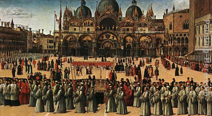 Procession in Piazza S. Marco painting - Gentile Bellini Procession in Piazza S. Marco art painting